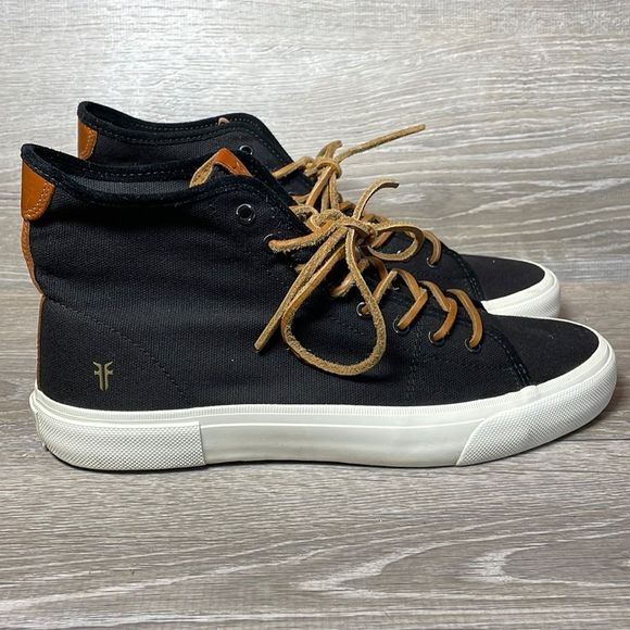Frye Other - Frye Ludlow Hi Top Mens Size 12 Black Canvas Leather Lace Up Fashion Sneaker